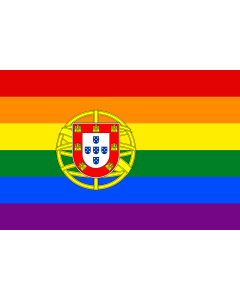 Flag: Portugal LGBT | LGBT community in Portugal | Comunidade LGBT de Portugal |  landscape flag | 1.35m² | 14.5sqft | 90x150cm | 3x5ft 