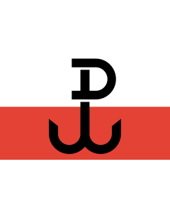 Flag: Armia Krajowa; symbol Kotwica Polska Walcząca |  landscape flag | 1.35m² | 14.5sqft | 90x150cm | 3x5ft 