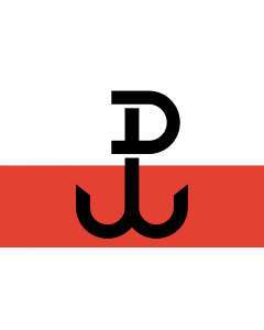 Flag: Armia Krajowa; the symbol on the flag  called Kotwica   is a combination of letters  P  and  W    Polska Walcz?ca |  landscape flag | 1.35m² | 14.5sqft | 90x150cm | 3x5ft 
