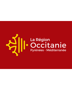 Flag: Région Occitanie Perpinyà variation | Region Occitanie |  landscape flag | 1.35m² | 14.5sqft | 90x150cm | 3x5ft 