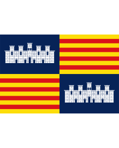 Flag: Old Kingdom of Mallorca |  landscape flag | 1.35m² | 14.5sqft | 90x150cm | 3x5ft 