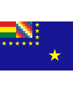 Flag: REIVINDICACION MARITIMA  BOLIVIA | La  reivindicación marítima  es azul y lleva en la esquina superior izquierda el emblema tricolor boliviano  rojo |  landscape flag | 1.35m² | 14.5sqft | 90x150cm | 3x5ft 