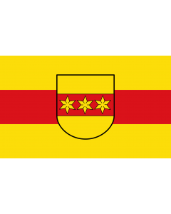 Flag: Rheine | Stadt Rheine Die Hauptsatzung gibt nur eine ungenaue Auskunft über Banner und Flagge  Die Flagge der Stadt Rheine hat die Farben gold-rot-gold |  landscape flag | 1.35m² | 14.5sqft | 90x150cm | 3x5ft 