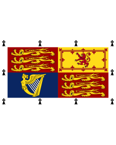 Flag: Royal Standard of members of the Royal Family of the United Kingdom not entitled to a personal standard of their own |  landscape flag | 1.35m² | 14.5sqft | 90x150cm | 3x5ft 