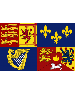 Flag: Royal Standard of the United Kingdom  1714–1801 | Royal Standard of the House of Hanover  1714-1801 |  landscape flag | 1.35m² | 14.5sqft | 90x150cm | 3x5ft 