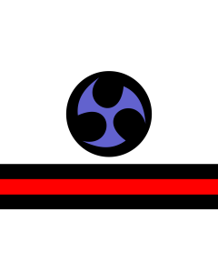 Flag: A highly distorted version of a Japanese-style banner  e |  landscape flag | 1.35m² | 14.5sqft | 90x150cm | 3x5ft 