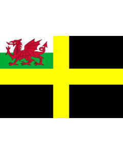 Flag: St David with Welsh Red Dragon |  landscape flag | 1.35m² | 14.5sqft | 90x150cm | 3x5ft 
