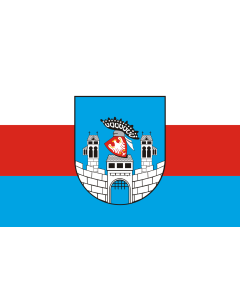 Flag: Sandomierz flaga | Sandomierz  Poland |  landscape flag | 1.35m² | 14.5sqft | 90x150cm | 3x5ft 