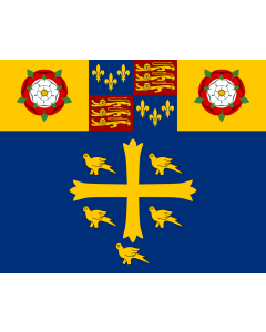 Flag: Standard of Westminster Abbey | Coat of arms of Westminster Abbey Attributed arms of King Edward the Confessor on a chief or on a pale the royal arms of King Henry VII between two Tudor roses |  landscape flag | 1.35m² | 14.5sqft | 100x130cm | 40x50