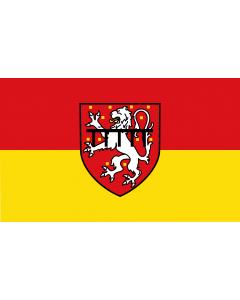 Flag: Stolberg Rhld | Beschreibung der Flagge  Die Flagge zeigt die Farben Rot und Gelb im Verhältnis 1  1 quergestreift |  landscape flag | 1.35m² | 14.5sqft | 90x150cm | 3x5ft 