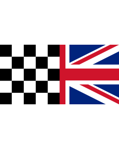 Flag: UK Chequered | UK flag  dimidiated  with motor racing flag |  landscape flag | 1.35m² | 14.5sqft | 80x160cm | 30x60inch 
