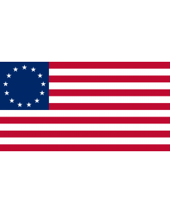 Flag: US 13 Star Betsy Ross | Version of  Betsy Ross  flag design  circle of 13 stars  shown with square canton and modern 19 10 flag proportions |  landscape flag | 1.35m² | 14.5sqft | 85x160cm | 33x60inch 