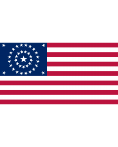 Bandiera: US 38 Star Flag concentric circles |  bandiera paesaggio | 1.35m² | 85x160cm 