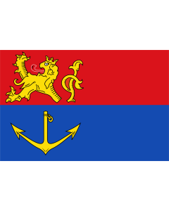 Flag: Venlo vlag | Nieuwe gemeente Venlo 2010  Twee banen van rood en blauw |  landscape flag | 1.35m² | 14.5sqft | 90x150cm | 3x5ft 