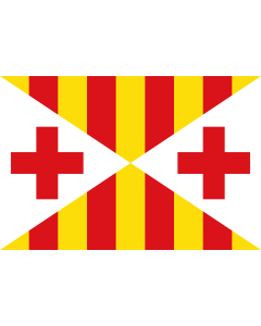 Flag: Vic, Barcelona, Catalonia, Spain |  landscape flag | 1.35m² | 14.5sqft | 90x150cm | 3x5ft 