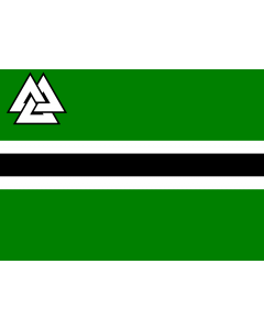 Flag: Vinland New Flag with Valknut | Designed by Shrine of Fire |  landscape flag | 1.35m² | 14.5sqft | 100x140cm | 40x55inch 