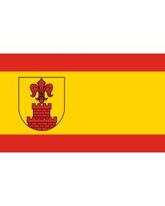 Flag: Wachtendonk | Beschreibung der Flagge  Rot-Gold-Rot im Verhältnis 1 3,5  1 längsgestreift  d |  landscape flag | 1.35m² | 14.5sqft | 90x150cm | 3x5ft 