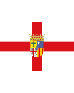 Flag: Zaragoza province  with coat of arms |  landscape flag | 1.35m² | 14.5sqft | 90x150cm | 3x5ft 
