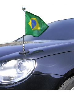  Magnetic Car Flag Pole Diplomat-1.30-Chrome Brazil