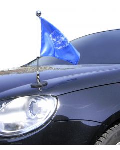  Magnetic Car Flag Pole Diplomat-1-Chrome United Nations (UN)